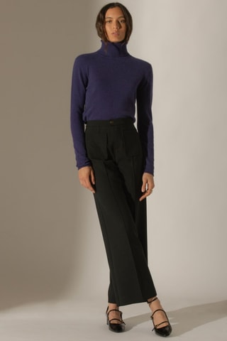 Jersey Ashley 100 % cachemir, 2 hilos - Jersey de cuello vuelto - Violeta