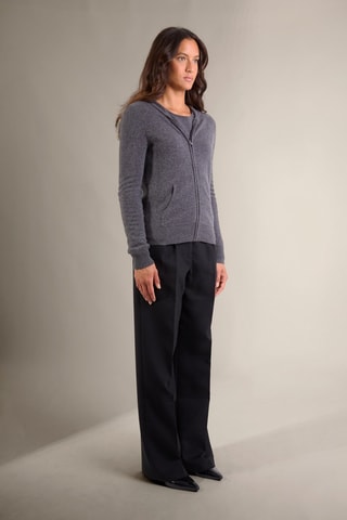 Cárdigan con capucha 100 % cachemir - Cuello alto. - Antracita