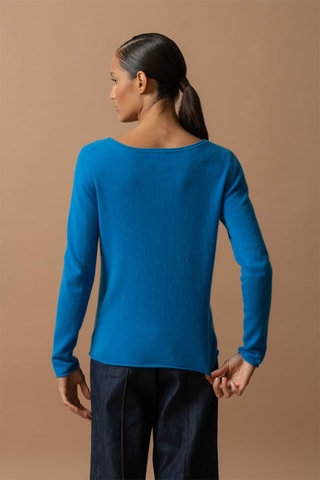 Jersey Megan 100 % cachemir, 2 hilos - Cuello barco. - Azul