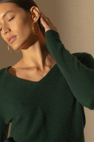 Jersey Shannon 100 % cachemir, 2 hilos - Cuello de pico. - Verde