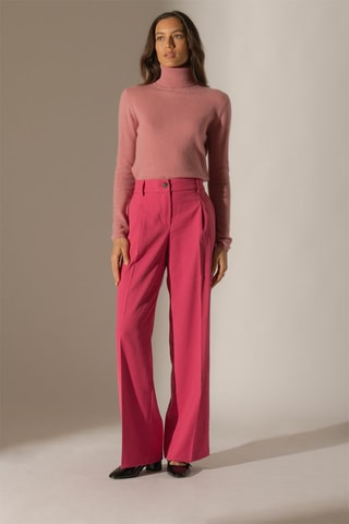 Jersey Ashley 100 % cachemir, 2 hilos - Jersey de cuello vuelto - Rosa
