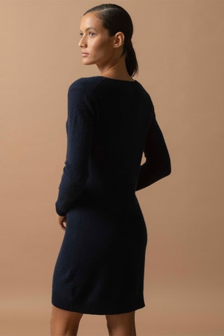 Vestido jersey Joy 100 % cachemir, 2 hilos - Cuello de pico. - Azul marino