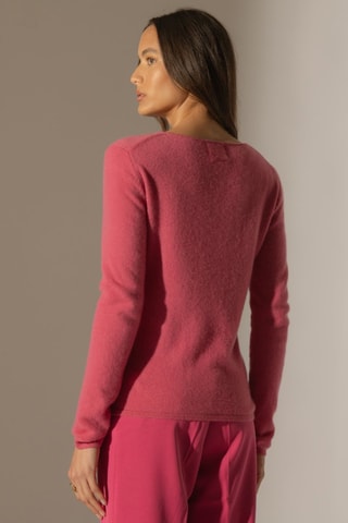 Jersey Oprah 100 % cachemir, 2 hilos - Cuello redondo. - Fucsia