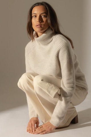 Jersey Maneses 100 % cachemir, 6 hilos - Jersey de cuello vuelto - Gris