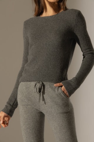 Jersey Marya 100 % cachemir, 4 hilos - Cuello redondo. - Antracita