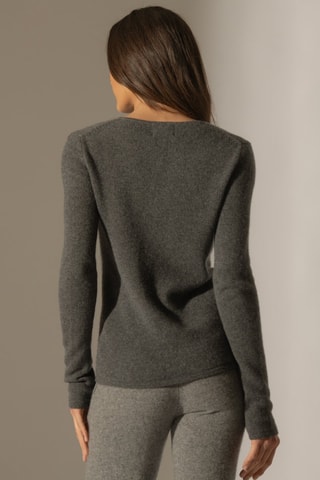 Jersey Marya 100 % cachemir, 4 hilos - Cuello redondo. - Antracita