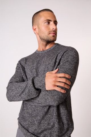 Jersey Blake 100 % cachemir, 2 hilos - Cuello redondo. - Blanco y negro