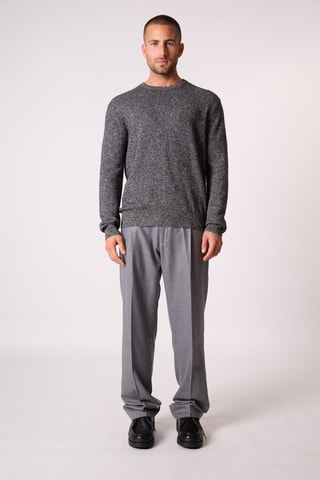 Jersey Blake 100 % cachemir, 2 hilos - Cuello redondo. - Blanco y negro