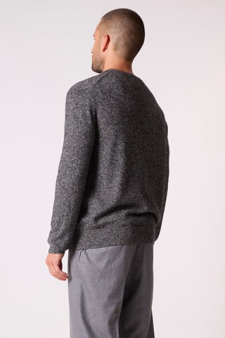 Jersey Blake 100 % cachemir, 2 hilos - Cuello redondo. - Blanco y negro