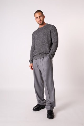 Jersey Blake 100 % cachemir, 2 hilos - Cuello redondo. - Blanco y negro