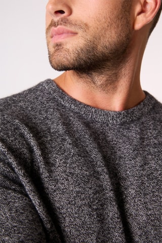 Jersey Blake 100 % cachemir, 2 hilos - Cuello redondo. - Blanco y negro