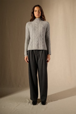Jersey Mairead 100 % cachemir, 6 hilos - Cuello alto. - Gris