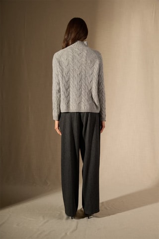 Jersey Mairead 100 % cachemir, 6 hilos - Cuello alto. - Gris