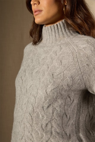 Jersey Mairead 100 % cachemir, 6 hilos - Cuello alto. - Gris