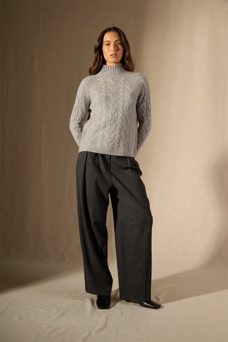 Jersey Mairead 100 % cachemir, 6 hilos - Cuello alto. - Gris