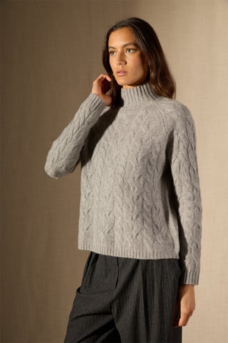Jersey Mairead 100 % cachemir, 6 hilos - Cuello alto. - Gris
