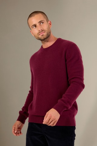 Jersey 100 % cachemir - Cuello redondo. - Burdeos