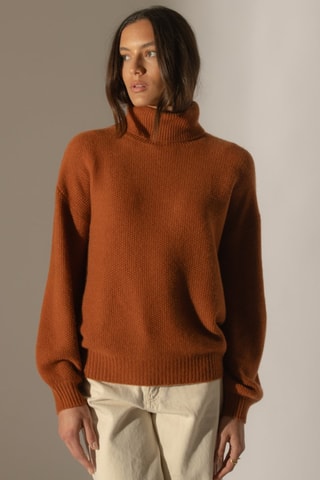 Jersey Pemba 100 % cachemir, 6 hilos - Jersey de cuello vuelto - Marrón