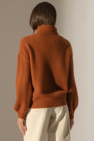 Jersey Pemba 100 % cachemir, 6 hilos - Jersey de cuello vuelto - Marrón