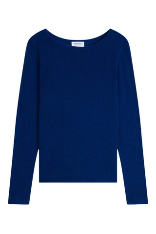 Jersey 100 % en cachemir, 2 hilos - Cuello barco. - Azul oscuro