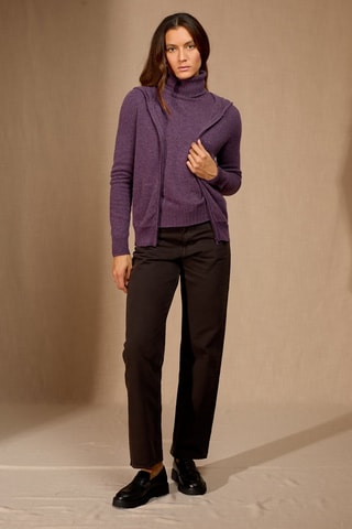 Cárdigan con capucha 100 % cachemir - Violeta