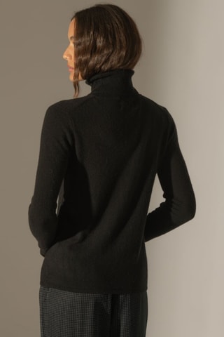 Jersey Ashley 100 % cachemir, 2 hilos - Jersey de cuello vuelto - Negro