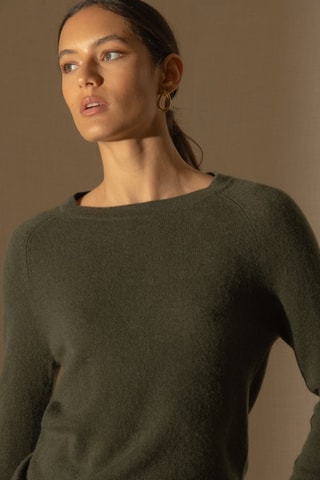 Jersey Whitney 100 % cachemir, 2 hilos - Cuello redondo. - Caqui