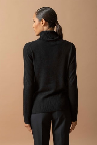 Jersey Tracy 100 % cachemir, 2 hilos - Jersey de cuello vuelto - Negro
