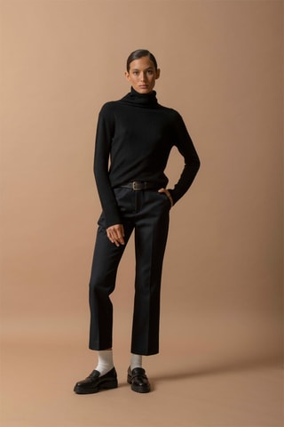 Jersey Tracy 100 % cachemir, 2 hilos - Jersey de cuello vuelto - Negro
