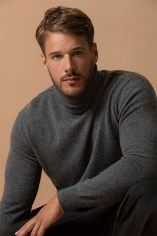 Jersey Trevor 100 % cachemir, 2 hilos - Jersey de cuello vuelto - Antracita
