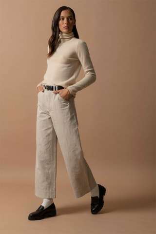 Jersey Ashley 100 % cachemir, 2 hilos - Jersey de cuello vuelto - Beige
