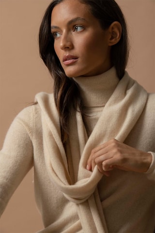 Jersey Ashley 100 % cachemir, 2 hilos - Jersey de cuello vuelto - Beige