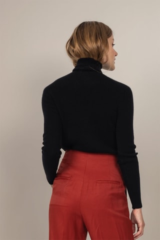 Jersey Elly 100 % cachemir, 2 hilos - Jersey de cuello vuelto - Negro