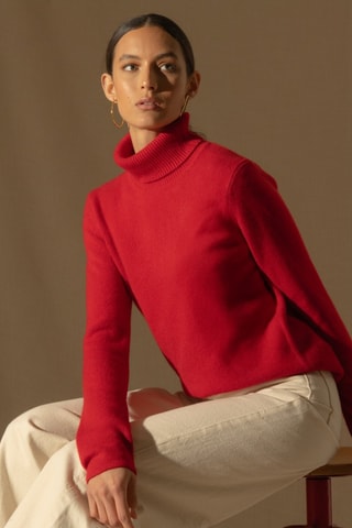 Jersey Willow 100 % cachemir, 4 hilos - Cuello vuelto - 268 g/m² - Rojo