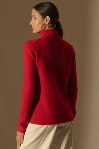 Jersey Willow 100 % cachemir, 4 hilos - Cuello vuelto - 268 g/m² - Rojo