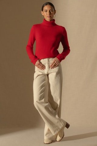 Jersey Willow 100 % cachemir, 4 hilos - Cuello vuelto - 268 g/m² - Rojo
