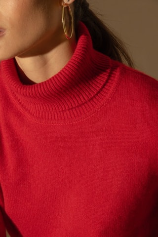 Jersey Willow 100 % cachemir, 4 hilos - Cuello vuelto - 268 g/m² - Rojo