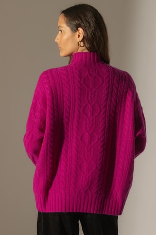 Jersey de punto de ochos Pemala 100 % cachemir, 6 hilos - Cuello alto. - Violeta