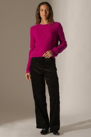 Jersey de punto de ochos Pemala 100 % cachemir, 6 hilos - Cuello alto. - Violeta