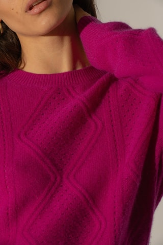 Jersey de punto de ochos Pemala 100 % cachemir, 6 hilos - Cuello alto. - Violeta