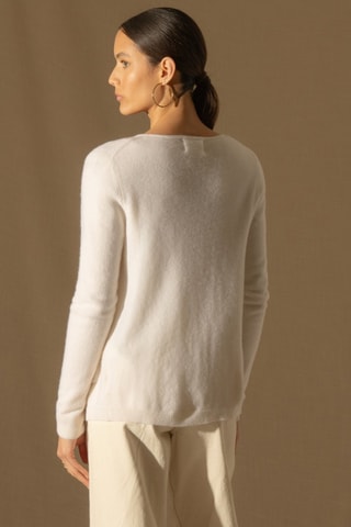 Cárdigan Amy 100 % cachemir, 2 hilos - Cuello redondo. - Blanco