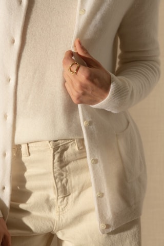 Cárdigan Amy 100 % cachemir, 2 hilos - Cuello redondo. - Blanco