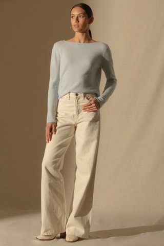 Jersey Megan 100 % cachemir, 2 hilos - Cuello barco. - Gris claro