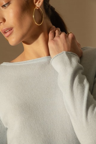 Jersey Megan 100 % cachemir, 2 hilos - Cuello barco. - Gris claro