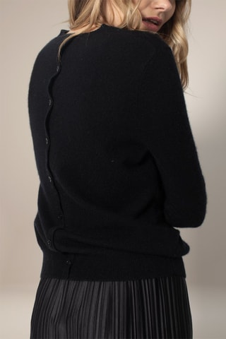 Jersey Vanessa 100 % cachemir, 2 hilos - Cuello redondo. - Negro