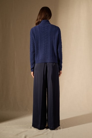 Jersey 100 % cachemir - Jersey de cuello vuelto - Azul