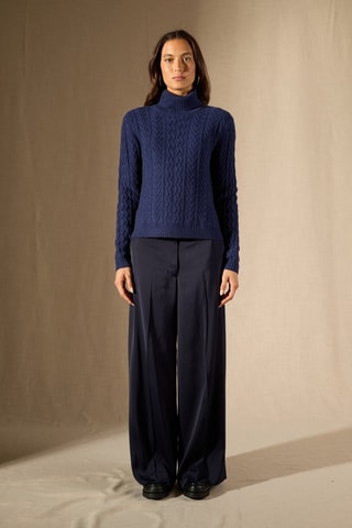 Jersey 100 % cachemir - Jersey de cuello vuelto - Azul