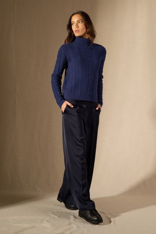 Jersey 100 % cachemir - Jersey de cuello vuelto - Azul