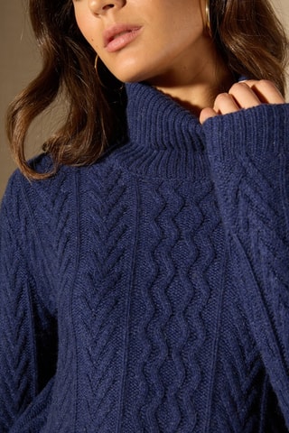 Jersey 100 % cachemir - Jersey de cuello vuelto - Azul