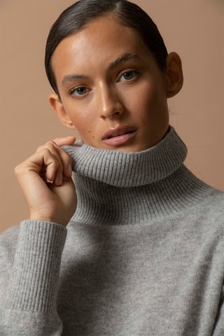 Jersey Tracy 100 % cachemir, 2 hilos - Jersey de cuello vuelto - Gris